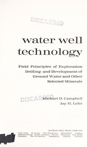 Water Well Technology : Field Principles of Exploration and Drilling for... - book cover