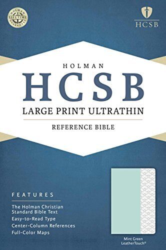 HCSB Large Print Ultrathin Reference Bible, Mint Green LeatherTouch - Good