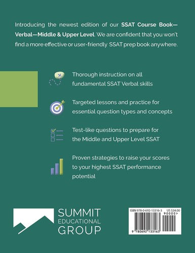 SSAT Course Book Verbal [Perfect Paperback] Summit Educational Group