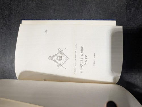 Masonic Memorabilia Mesquite Lodge No. 928 1905-1978 History Book Freemasonry