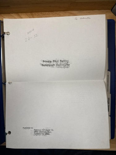 Robinson R22 Helicopter Flight Training Guide Manual 1986 Edition Aviation Pilot