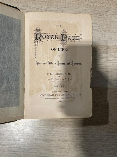 1881 The Royal Path of Life Antique Victorian Self-Help Philosophy Book