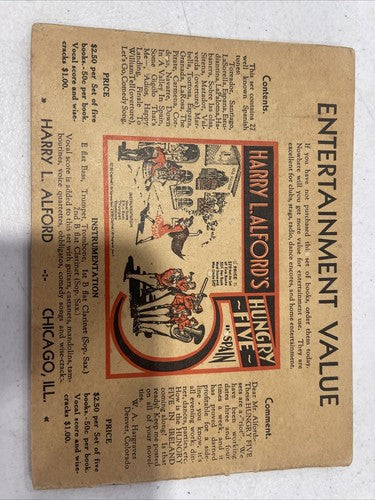 Hungry Five in Germany Harry L. Alfrord 1st Bb Clarinet Sheet Music Score