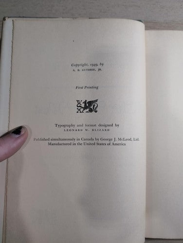 The Way West by A.B. Guthrie Jr 1949 First Printing Pulitzer Prize Winner