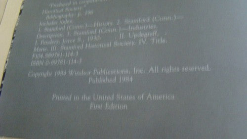 Stamford: An Illustrated History Feinstein, Estelle F. and Pendery, Joyce S.