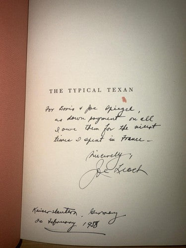 SIGNED 1ST EDITION The Typical Texan By Joseph Leach 1952 SMU Press Cisneros