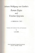 Johann Wolfgang Von Goethe's Roman Elegies and Venetian Epigrams - A Bilingual