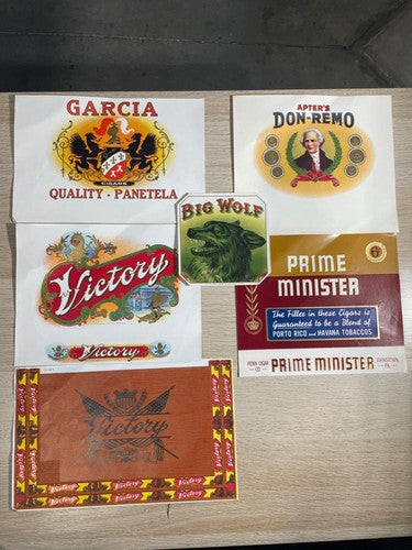 Vintage Cigar Box Labels Lot of 7 Antique Tobacco Advertising Ephemera