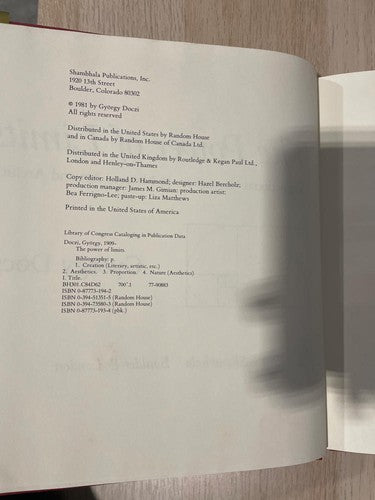 The Power of Limits: Proportional Harmonies in Nature, Art & Architecture HC