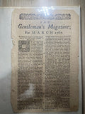 The Gentleman's Magazine March 1767 Historical Clipping 18th Century Antique
