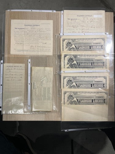 Antique Teacher Contracts & Licenses 1907-1909 Educational Ephemera Documents