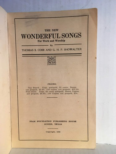The New WONDERFUL SONGS For Work and Worship [Paperback] unknown author