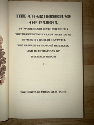 The Charterhouse of Parma Stendhal 1955 Limited Editions Club Illustrated