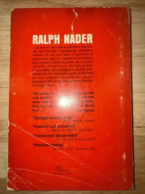 Unsafe at Any Speed Ralph Nader 1966 Paperback SIGNED First Edition Autograph