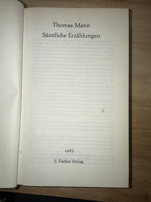 Vintage 1963 Thomas Mann (in German) Hardcover Sämtliche Erzählungen All Stories
