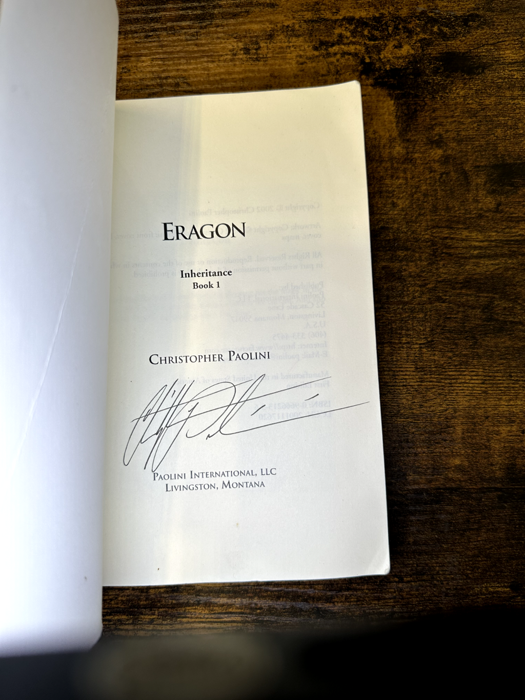 Eragon Paolini SIGNED True 1st Self-Published 2002 Paolini International Rare