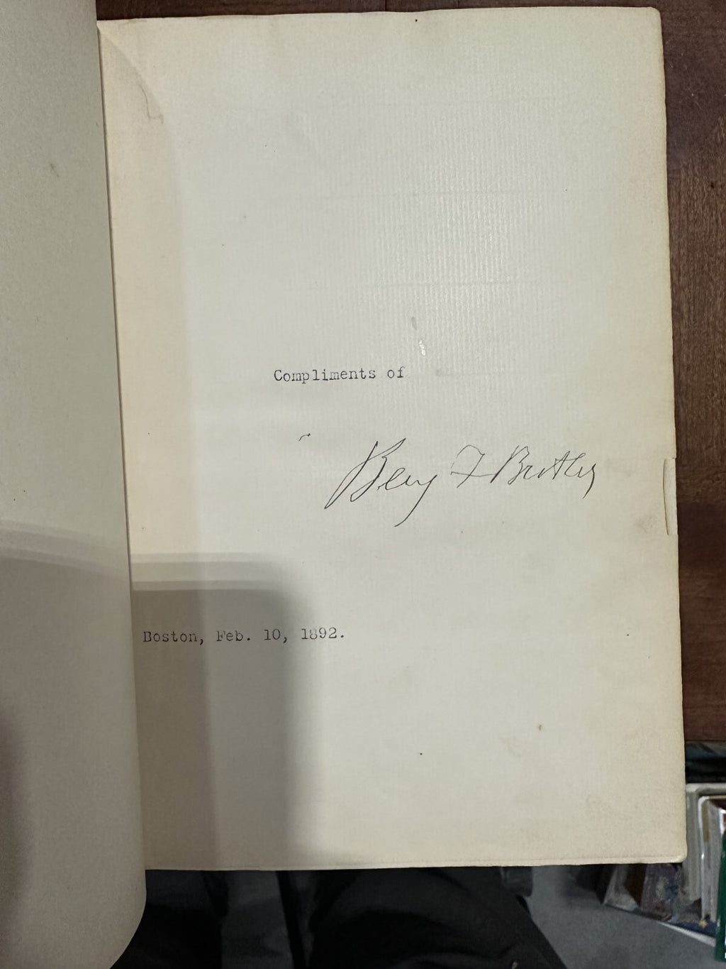 Butler's Book 1892 SIGNED by Benjamin F Butler Presentation Copy Civil War