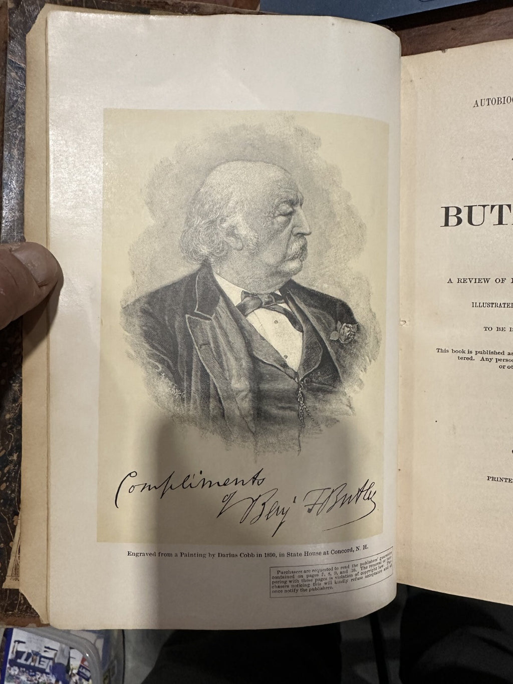 Butler's Book 1892 SIGNED by Benjamin F Butler Presentation Copy Civil War