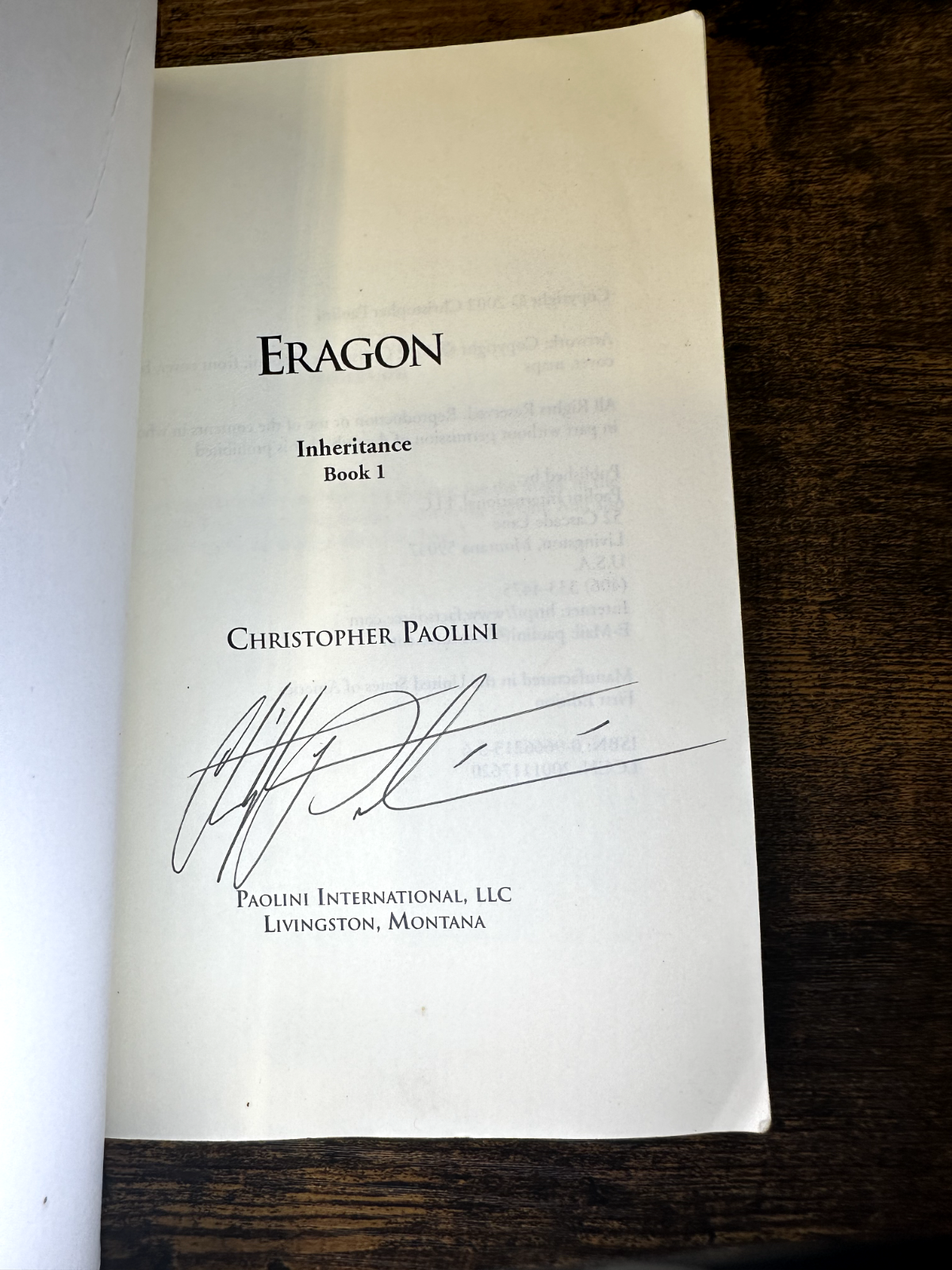 Eragon Paolini SIGNED True 1st Self-Published 2002 Paolini International Rare