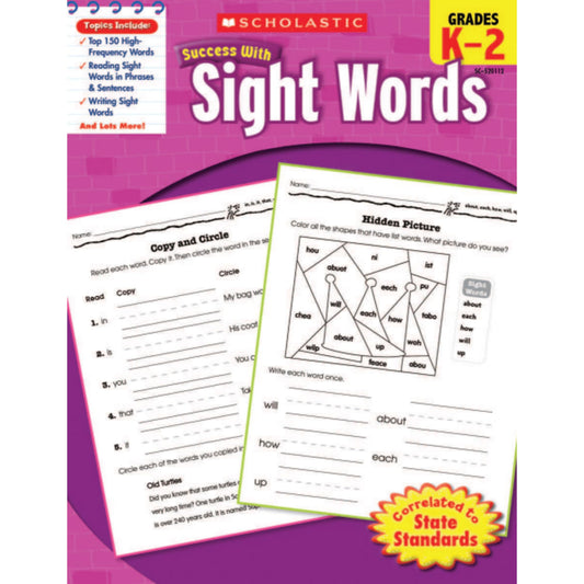 Scholastic Success with: Sight Words Workbook