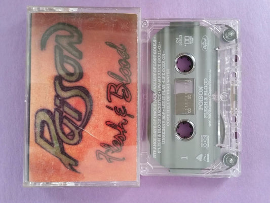 POISON Flesh & Blood Cassette Tape 1990 Capitol C4 91813 [Audio Cassette] - Good