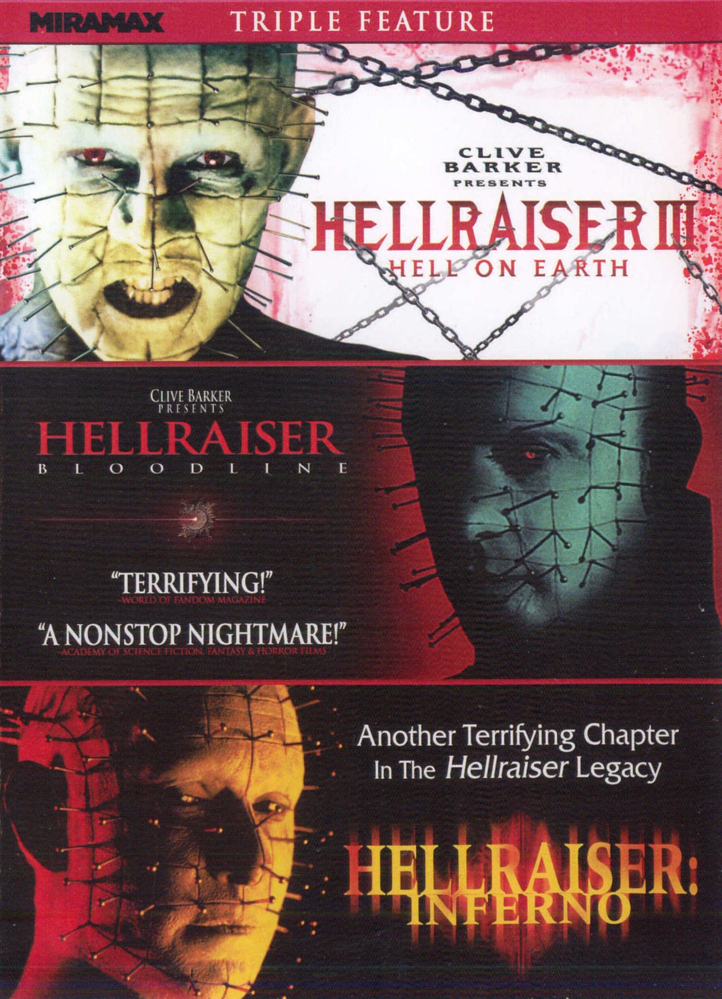 Hellraiser III: Hell on Earth / Hellraiser IV: Bloodline / Hellraiser V: Inferno (Triple Feature) [DVD] - Good