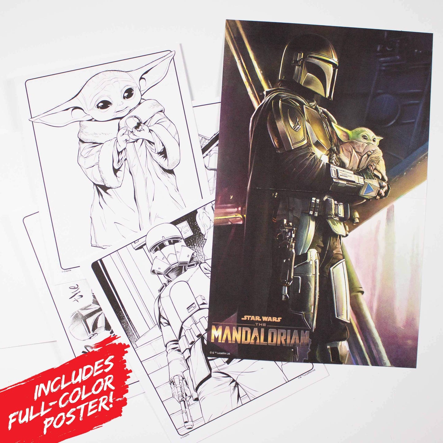 Crayola Mandalorian Coloring Book with Poster, Baby Yoda Featured, Styles Vary, 28 Pages