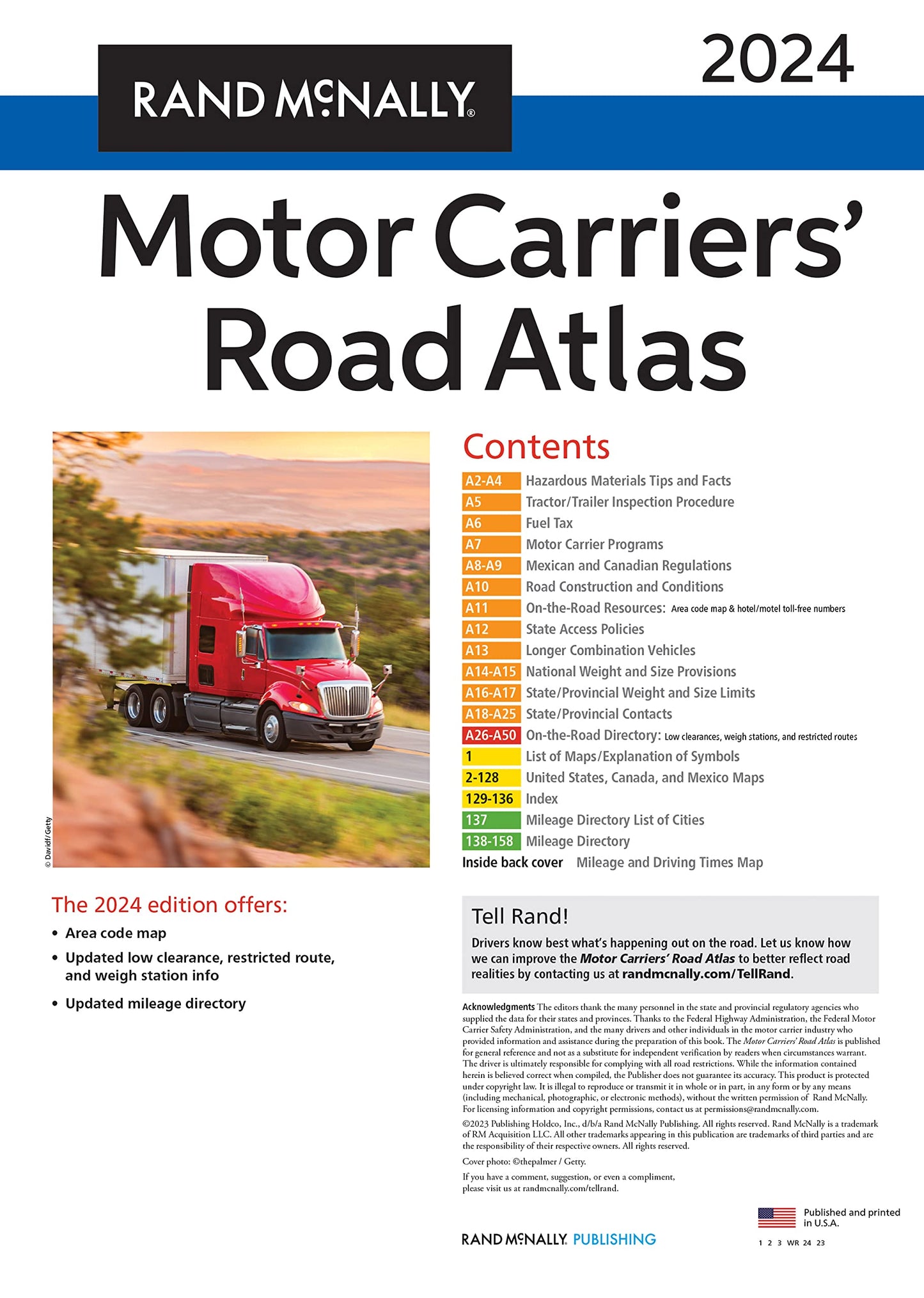 Rand McNally 2024 Motor Carriers' Road Atlas (The Rand McNally Motor Carriers' Road Atlas) [Paperback] Rand McNally