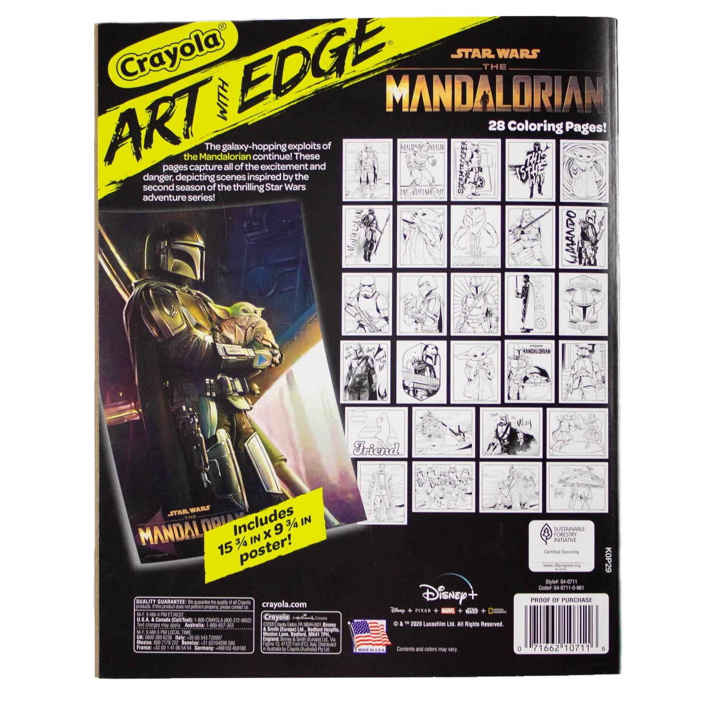 Crayola Mandalorian Coloring Book with Poster, Baby Yoda Featured, Styles Vary, 28 Pages