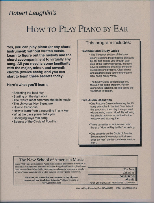 Robert Laughlin's How to Play Piano By Ear [Audio Cassette] Robert Laughlin