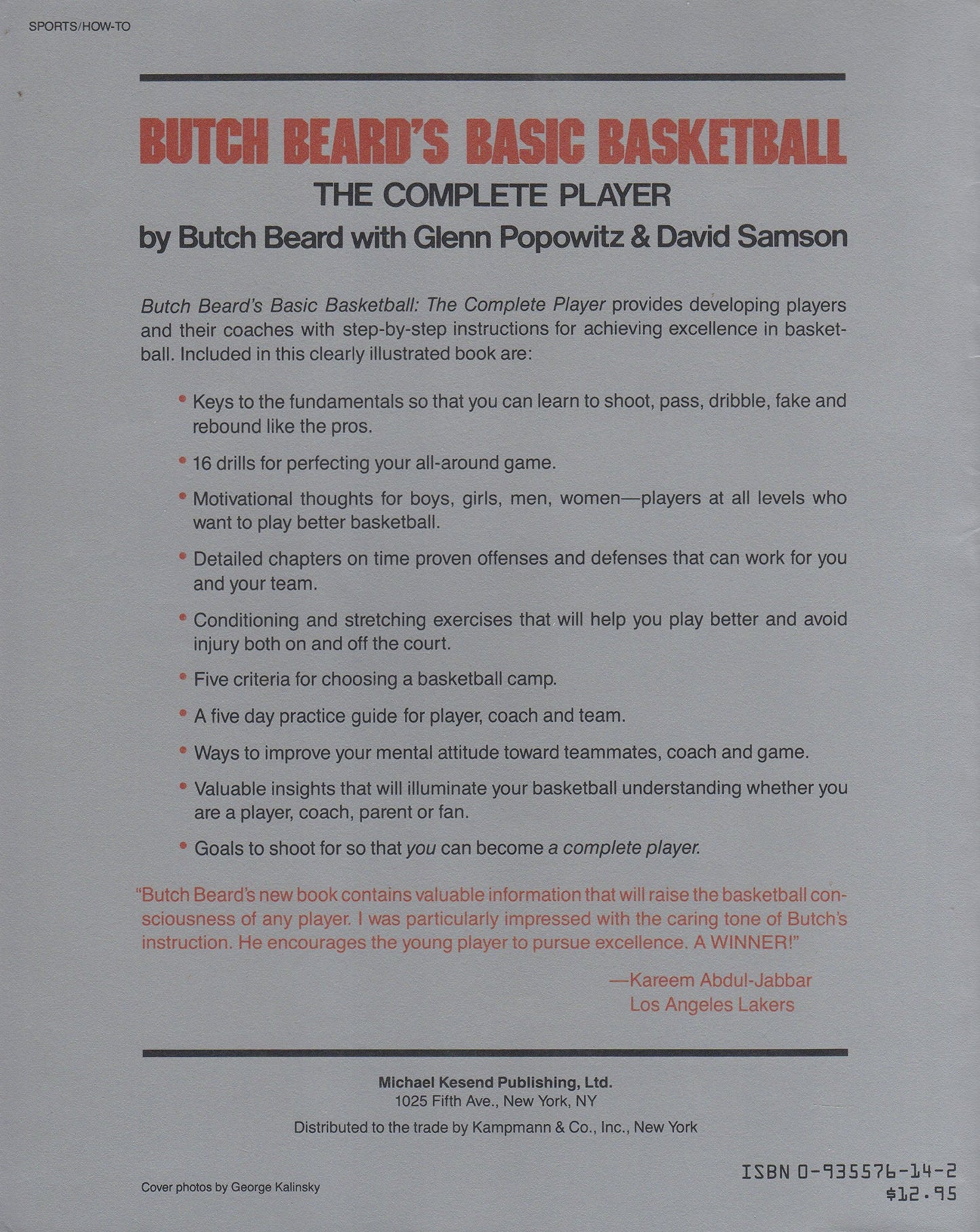 Butch Beard's Basic Basketball: The Complete Player - Very Good