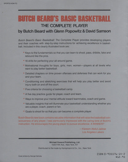 Butch Beard's Basic Basketball: The Complete Player - Very Good