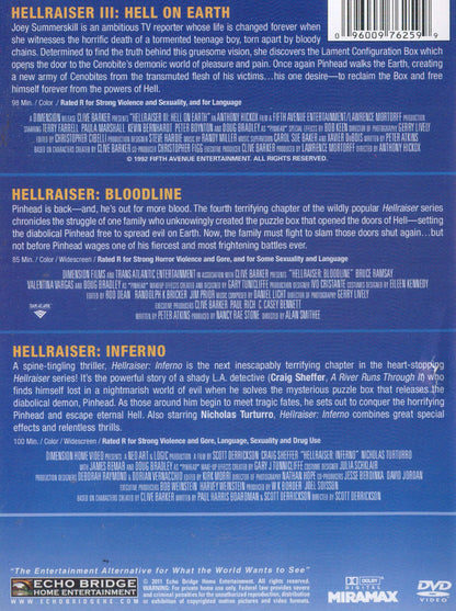 Hellraiser III: Hell on Earth / Hellraiser IV: Bloodline / Hellraiser V: Inferno (Triple Feature) [DVD] - Good