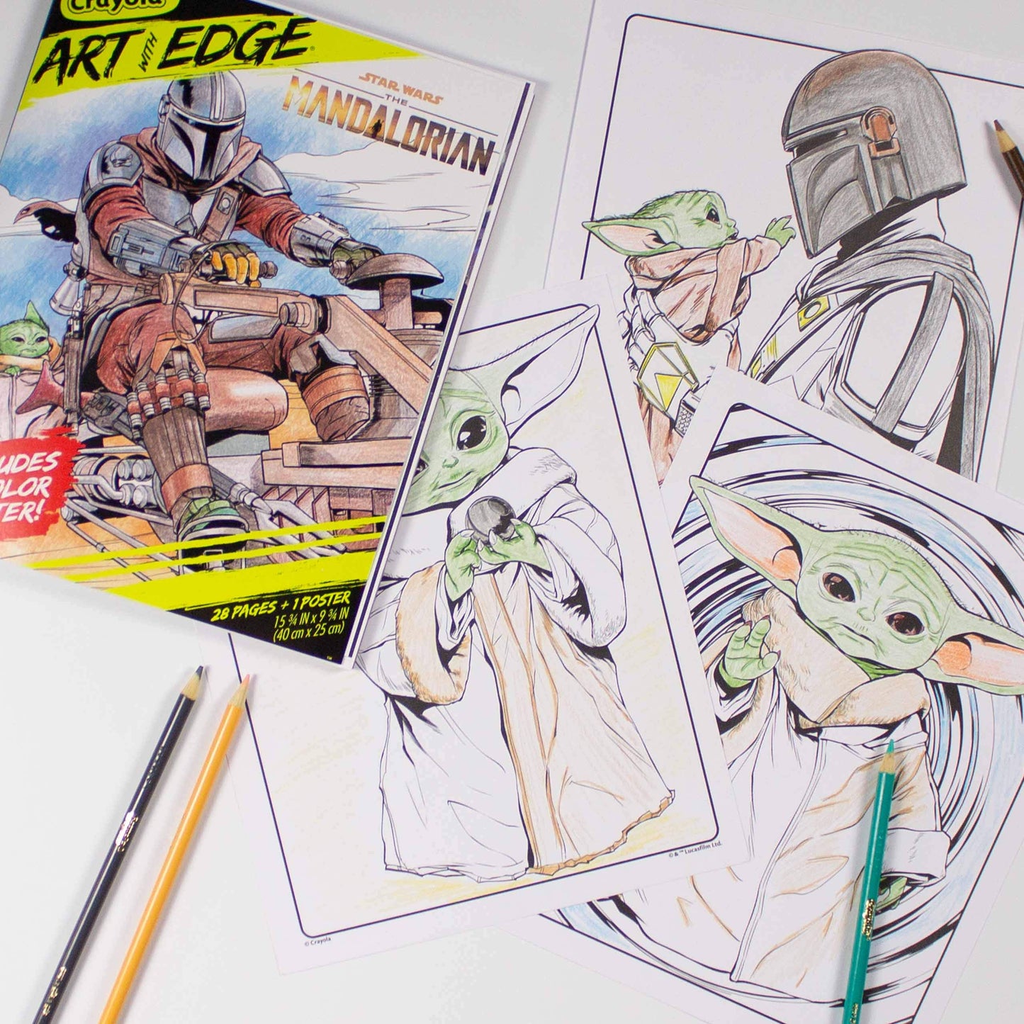 Crayola Mandalorian Coloring Book with Poster, Baby Yoda Featured, Styles Vary, 28 Pages