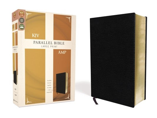 KJV, Amplified, Parallel Bible, Large Print, Bonded Leather, Black, Red Letter Edition: Two Bible Versions Together for 