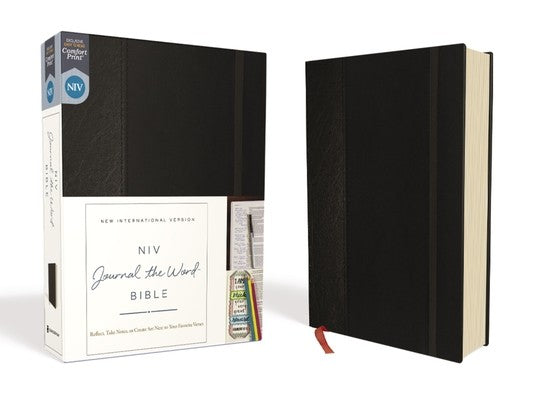 NIV, Journal the Word Bible, Hardcover, Black, Red Letter Edition, Comfort Print: Reflect, Take Notes, or Create Art Nex