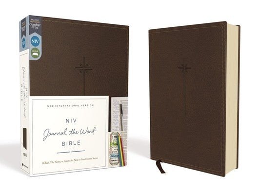 NIV, Journal the Word Bible, Imitation Leather, Brown, Red Letter Edition, Comfort Print: Reflect, Take Notes, or Create