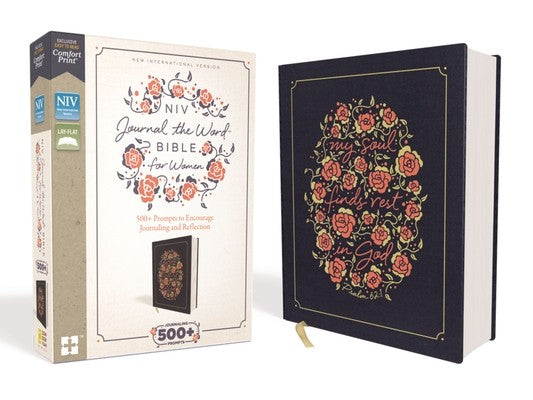 NIV, Journal the Word Bible for Women, Cloth Over Board, Navy, Red Letter Edition, Comfort Print: 500+ Prompts to Encour
