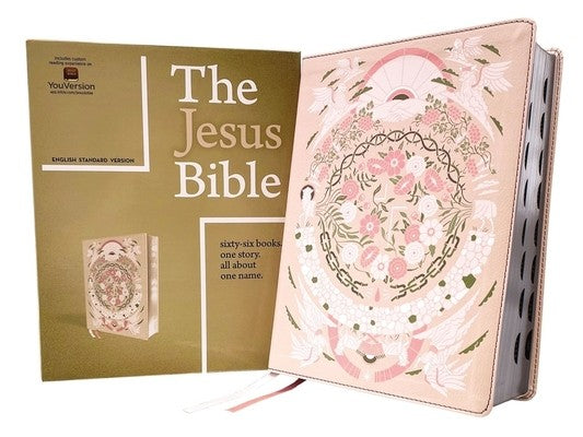 The Jesus Bible Artist Edition, Esv, (with Thumb Tabs to Help Locate the Books of the Bible), Leathersoft, Peach Floral,