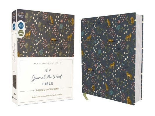 Niv, Journal the Word Bible (Perfect for Note-Taking), Double-Column, Cloth Over Board, Navy Floral, Red Letter, Comfort