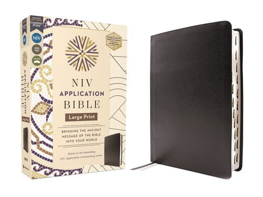 NIV Application Bible, Large Print, European Bonded Leather, Black, Red Letter, Indexed, Comfort Print: Bringing the Anc