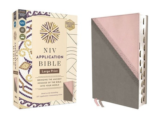NIV Application Bible, Large Print, Leathersoft, Pink/Gray, Red Letter, Thumb Indexed, Comfort Print: Bringing the Ancie