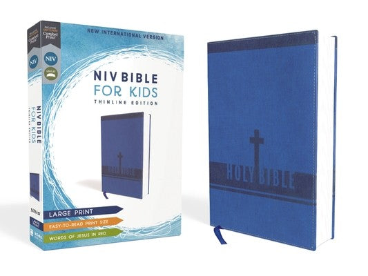 Niv, Bible for Kids, Large Print, Leathersoft, Blue, Red Letter, Comfort Print: Thinline Edition (Easy-To-Read, Easy-To-