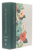 KJV, Journal the Word Bible, Large Print, Green Floral Cloth, Red Letter Edition: Reflect, Journal, or Create Art Next t