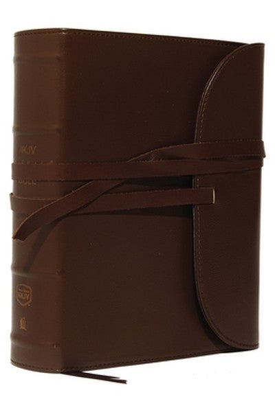 NKJV, Journal the Word Bible, Large Print, Premium Leather, Brown, Red Letter Edition: Reflect, Journal, or Create Art N