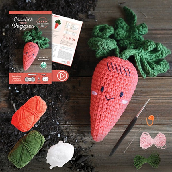 Crochet Your Veggies Amigurumi Kit Carrot: Everything You Need Is Included: 100%-Cotton Yarn, Crochet Hook, Stitch Marke