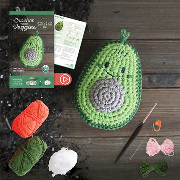 Crochet Your Veggies Amigurumi Kit Avocado: Everything You Need Is Included: 100%-Cotton Yarn, Crochet Hook, Stitch Mark