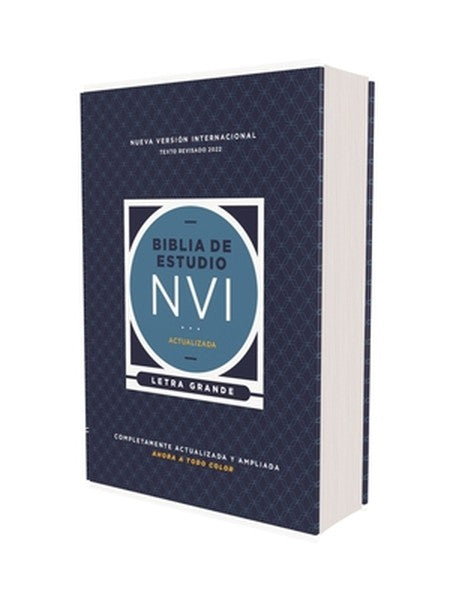 Nvi, Biblia de Estudio Actualizada, Revisión 2022, Letra Grande, Tapa Dura, Interior a Color, Palabras de Jesús En Rojo,