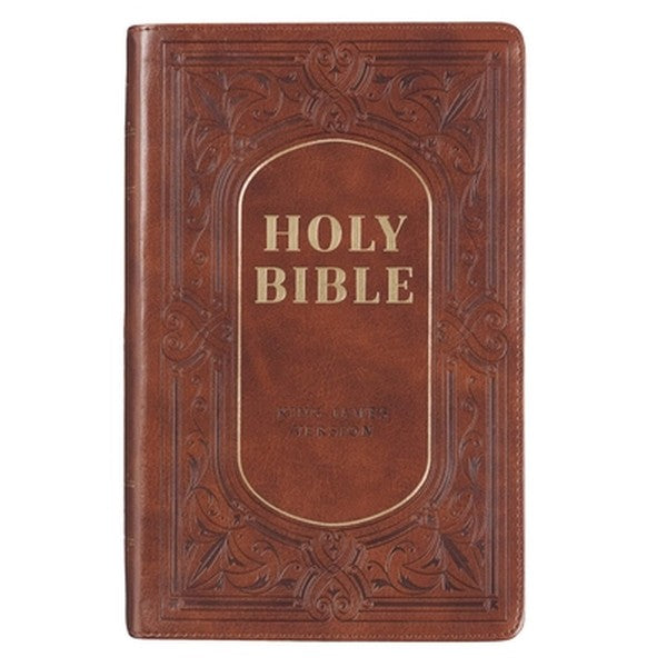 KJV Bible Giant Print Standard-Size (Faux Leather, Medium Brown)