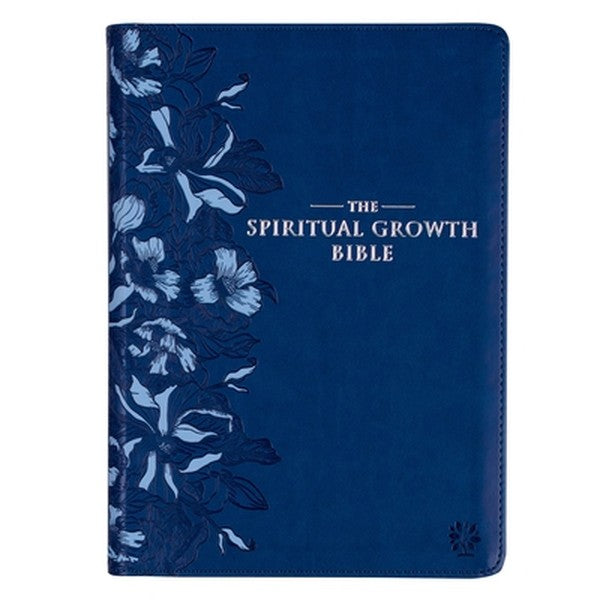 Nlt, the Spiritual Growth Bible (Faux Leather, Navy)